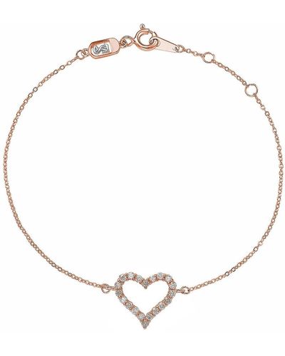 Suzy Levian 14k Rose Gold & .24 Cttw Diamond Heart Solitaire Bracelet - Metallic