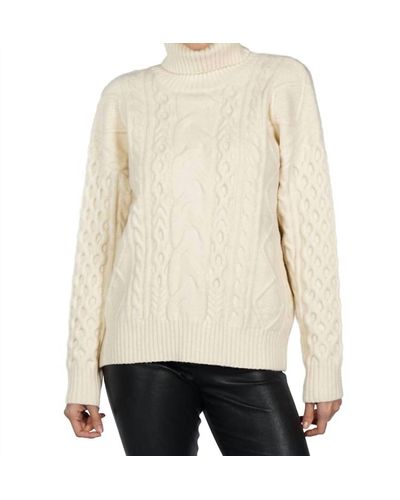 Love Token Cable Turtleneck Sweater - Natural