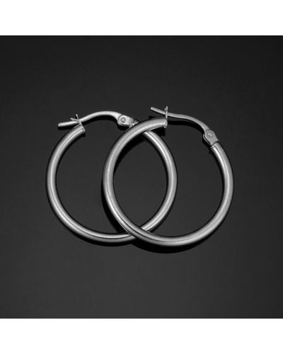 Fremada 10k White Polished Hoop Earrings (2x20 Mm) - Metallic