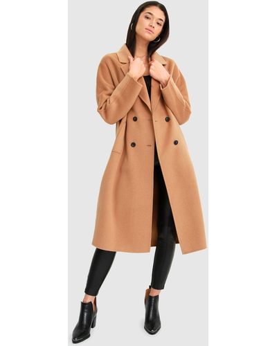 Belle & Bloom Boss Girl Double-breasted Lined Wool Coat - Camel - Natural