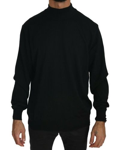 Mila Schon Black Turtle Neck Pullover Top Virgin Wool Sweater