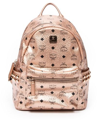 MCM Small Side Studs Stark Backpack - Pink