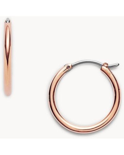 Fossil Rose Gold Stainless Steel Hoop Earring - Pink