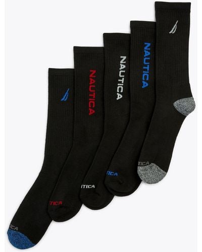 Nautica Athletic Crew Socks, 5-pack - Black