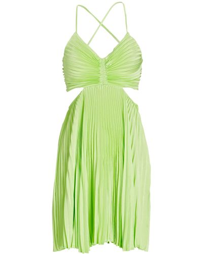 A.L.C. Ari Pleated Satin Mini Dress - Green