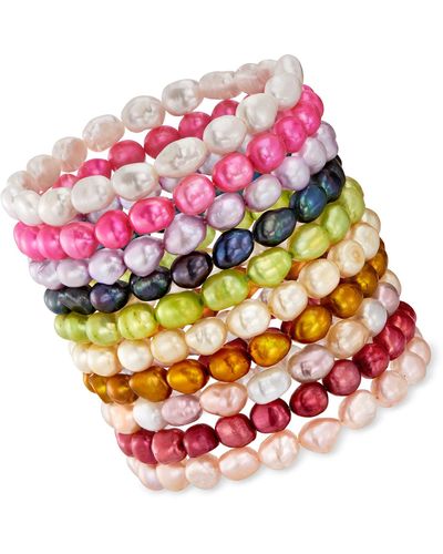 Ross-Simons 6-7mm Multicolored Cultured Pearl Jewelry Set: Ten Stretch Bracelets - Pink