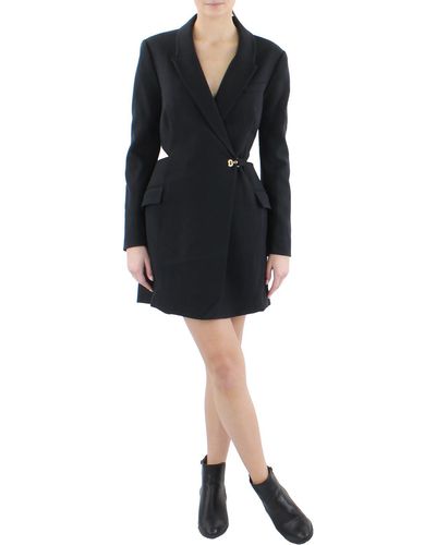 PAIGE Mayslie Faux Leather Elbow Sleeves Shirtdress - Black