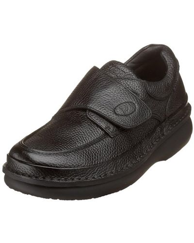 Propet Scandia Leather Textured Walking Shoes - Black