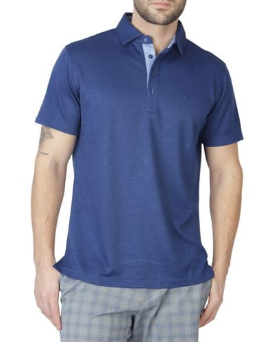 Tailorbyrd Contrast Trim Luxe Pique Polo - Blue