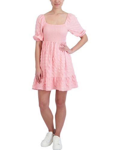 BCBGeneration Puff Sleeve Short Mini Dress - Pink