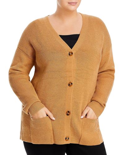 French Connection Tomasa Ribbed V-neck Cardigan Sweater - Natural
