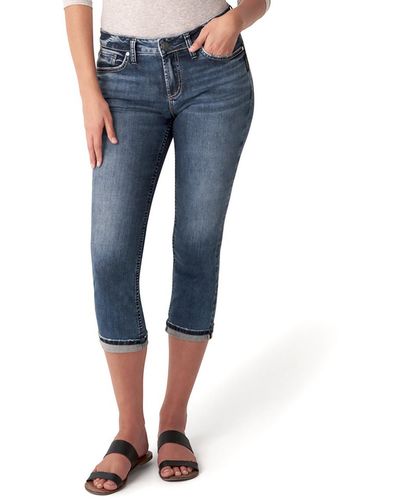 Silver Jeans Co. Elyse Mid-rise Curvy Fit Capri Jeans - Blue