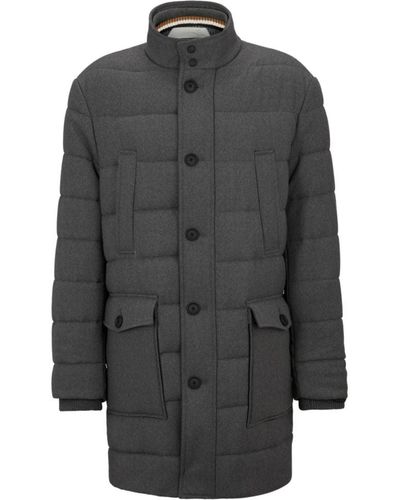 BOSS Regular-fit Padded Coat - Gray