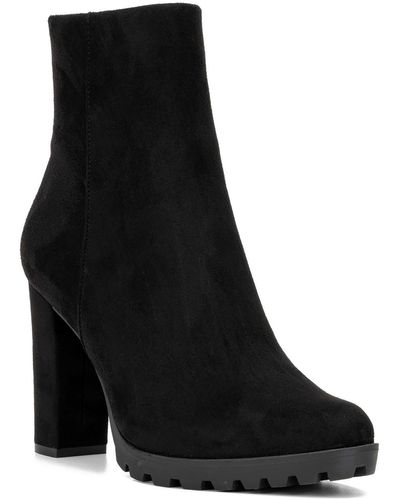 New York & Company Faux Suede Ankle Boots - Black