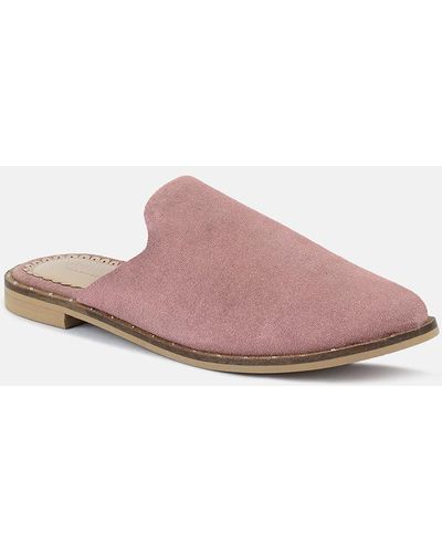 Rag & Co Lia Dusty Handcrafted Suede Mules - Pink