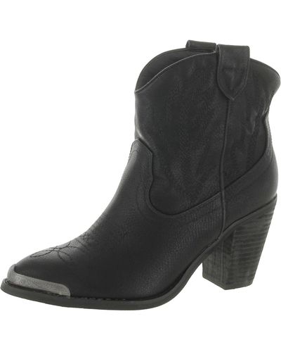Very Volatile Taylor Pull N Faux Leather Cowboy, Western Boots - Black