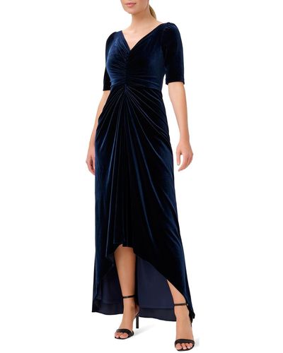 Adrianna Papell Plus Velvet Maxi Evening Dress - Blue