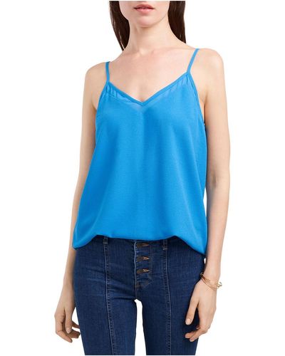 1.STATE Mari Chiffon Trim V Neck Camisole Top - Blue