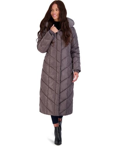 Steve Madden Fleece Lined Quilted Maxi Coat - Brown