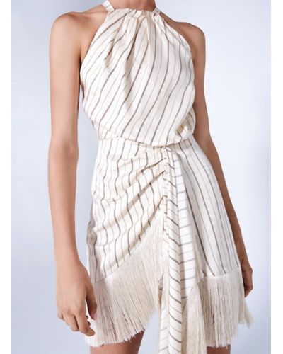 Alexis Merina Striped Fringe Wrap Dress - White