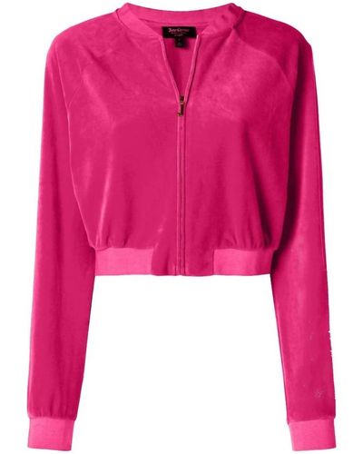 Juicy Couture Couture Track Velour Crop Jacket In Pink