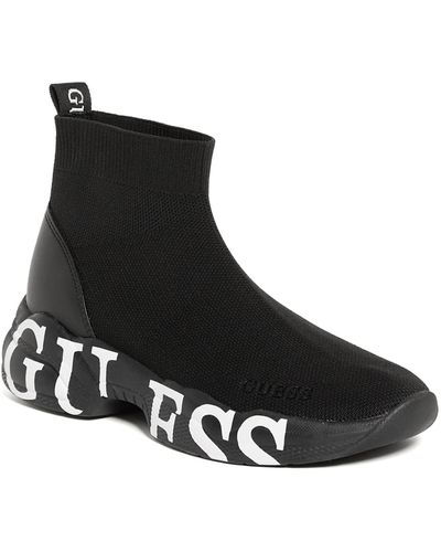 Guess Factory Pause Logo Knit Sneakers - Black