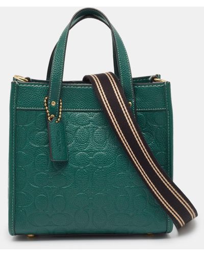 COACH Signature Embossed Leather Field Tote - Green