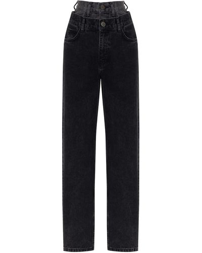 Nocturne Double Waisted Two Tone Jeans - Black