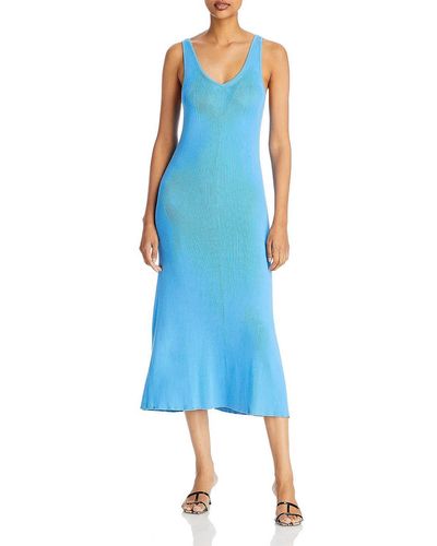 Remain Knit Ribbed Midi Dress - Blue