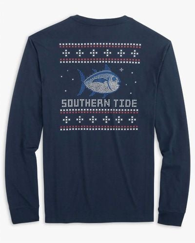 Southern Tide Fair Isle Skipjack Long Sleeve T-shirt - Blue