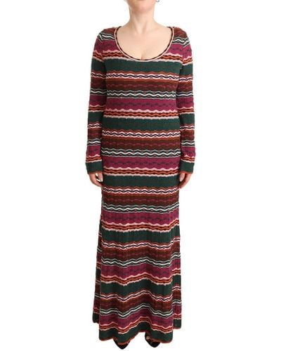 Missoni Stripe Wool Knitted Maxi Sheath Dress - Black