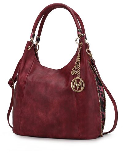 MKF Collection by Mia K April Vegan Leather Hobo Handbag Multi Compartment - Red