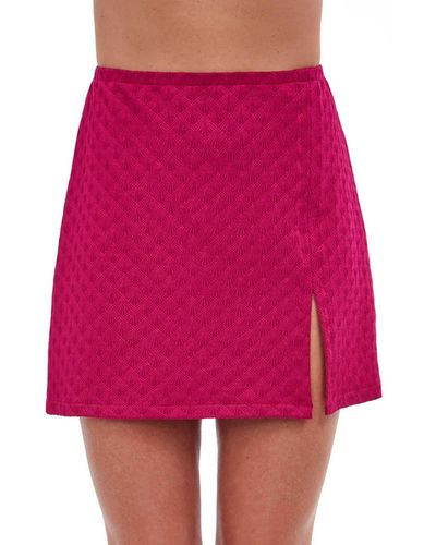 Gottex Textured Cover Up Mini Skirt Cover Up With Slit - Pink