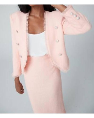 Iris Setlakwe Crop Jacket With Fringe In Bright Coral - Pink