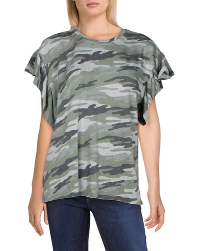 Elan Camouflage Ruffled T-shirt - Gray