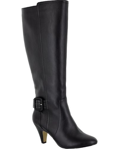 Bella Vita Troy Ii Leather Almond Toe Knee-high Boots - Black