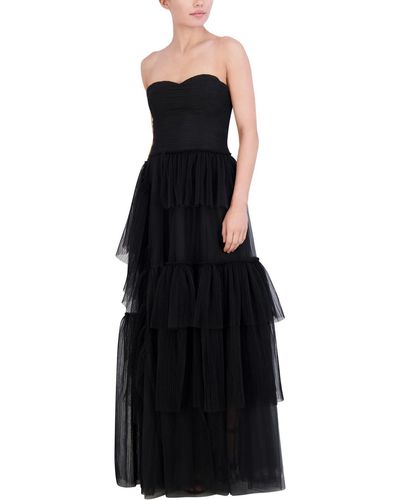 BCBGMAXAZRIA Tulle Strapless Evening Dress - Black