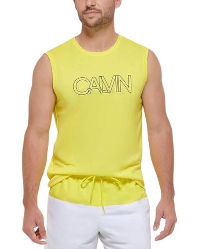 Calvin Klein Rainbow Collection Sleeveless Shirt In Citrina - Yellow