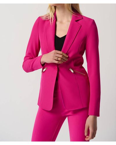 Joseph Ribkoff Blazer With Zippered Pockets - Pink