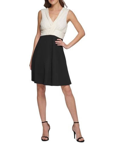 DKNY Pleated Sleeveless Fit & Flare Dress - Black