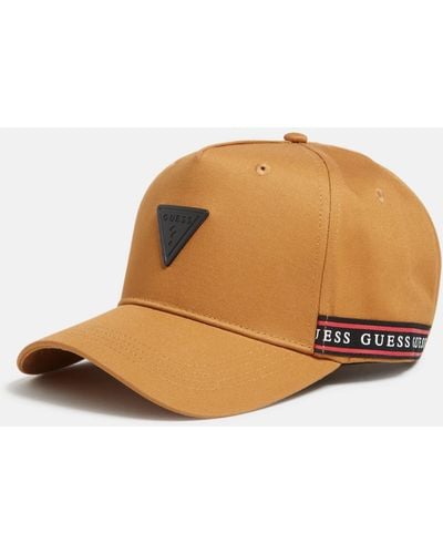 Guess Factory Logo Tape Canvas Baseball Hat - Brown