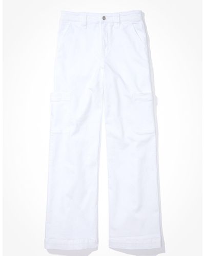 American Eagle Outfitters Ae Stretch Super High-waisted Cargo baggy Wide-leg Jean - White