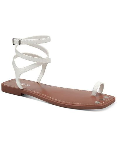 BarIII Ryanne Patent Toe Loop Strappy Sandals - White