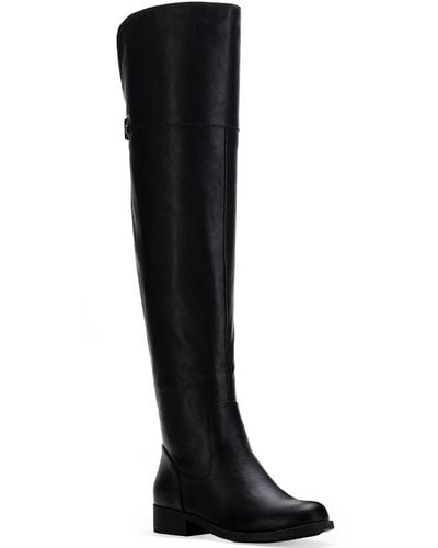Sun & Stone Faux Leather Wide Calf Over-the-knee Boots - Black