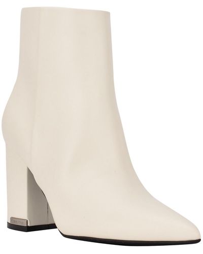 Calvin Klein Minna 2 Faux Leather Pull On Ankle Boots - White