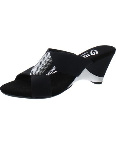 Onex Antonia Rhinestone Slide Heels - Black
