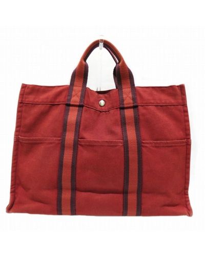 Hermès Herline Canvas Tote Bag (pre-owned) - Red