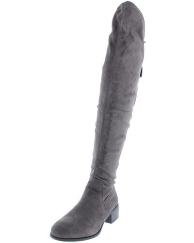 Madden Girl Prissley Stretch Over-the-knee Riding Boots - Gray