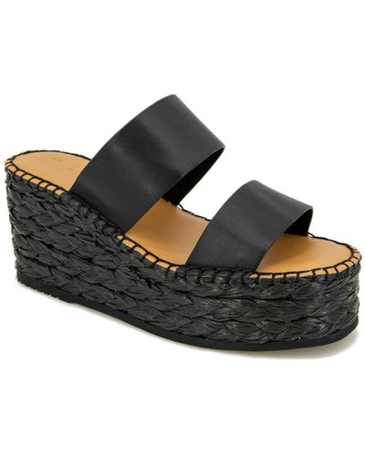 Splendid Linda Leather Slip-on Wedge Sandals - Black