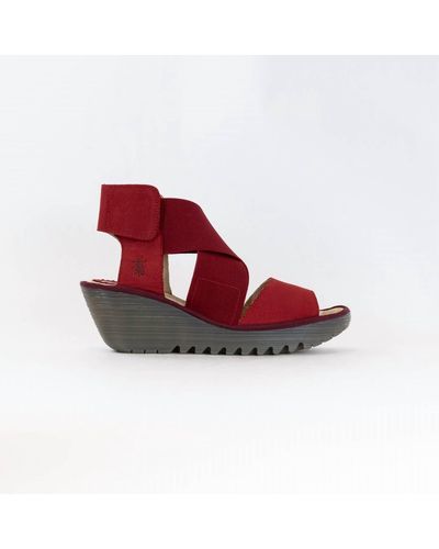 Fly London Wedge Sandal - Red